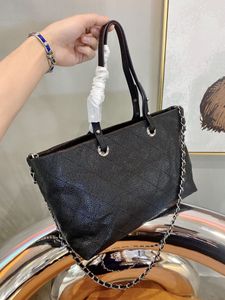 Sac à bandoulière en cuir véritable pour femmes, fourre-tout classique noir de grande capacité avec sangle en chaîne en métal, Design rétro, treillis de diamants, 7A 021