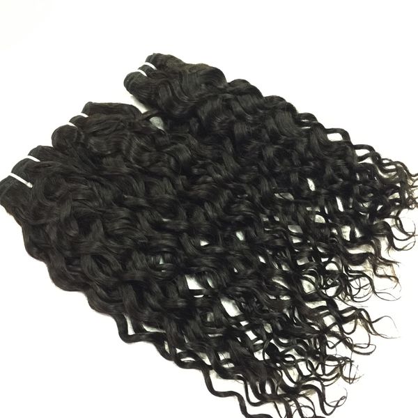 7A 100 Cheveux Humains Brésiliens Cheveux Vierges Tisse 1B Noir 3 4pcs / lot Remy Bundles Eau Profonde Trame De Cheveux Ondulés Pour Les Femmes Noires