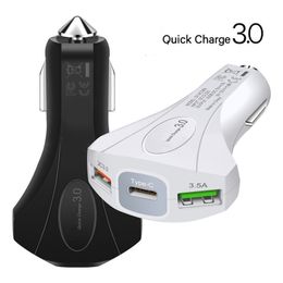 7A 35W PD Type-C USB C Chargeur de voiture 3 ports Chargeurs de voiture Adaptateur rapide rapide pour iPhone 15 11 12 13 14 Pro Max Samsung S23 S24 LG Android Phone