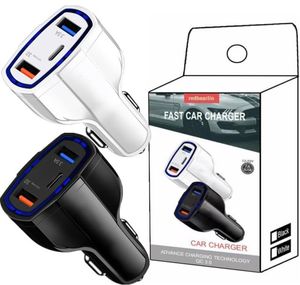 Chargeur de voiture USB C 7A 35W, charge rapide, type C QC 30 PD, adaptateur d'alimentation automatique avec boîte de vente au détail pour Iphone 7 8 11 12 13 pro Samsu5339855