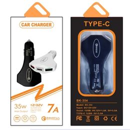 Chargeur de voiture USB Type C 7A 35W QC3.0, charge rapide, marteau de sécurité, pour téléphone iPhone 15 14 Samsung Pixel PC MP3