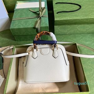 7A Bamboe Shell Tas Designer Handtassen Dames Lederen Cross Body Tas Paars Handvat Gesp Modieuze Hardware Letter Ritssluiting