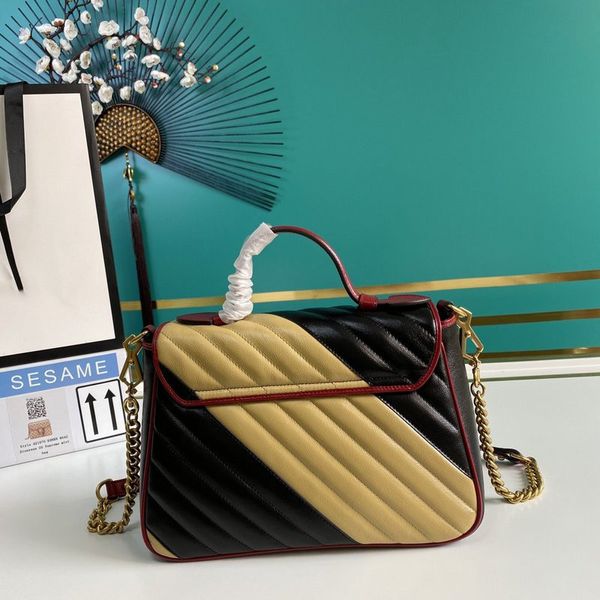 7A Meilleure qualité Designer Sac fourre-tout à bandoulière 498110 Crossbody Luxe Femmes Petite poignée supérieure Noir Véritable Cuir Beige Rouge Chaîne Marmont Cross Body Sacs Sacs à main 27cm