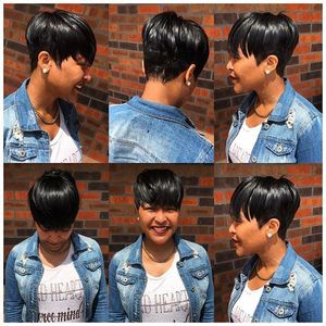 7A Brazilian Full Lace Wigs With Full Bangs Lace Front Human Hair Wigs Short Straight Glueless Full Lace Wigs For Black Woman