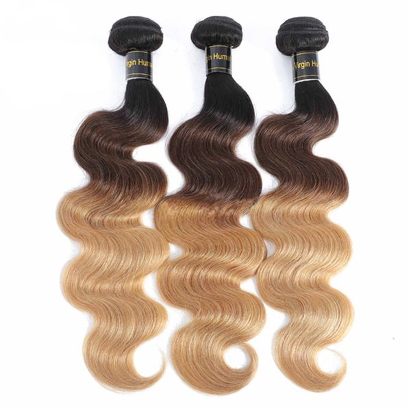 Ombre Body Wave Hair Bundles Brasileño 1b / 4/27 Cabello humano coloreado