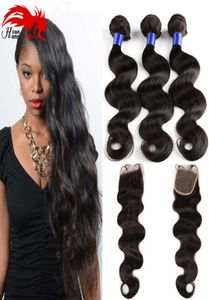 7A Brésilien Vierge Coiffure avec fermeture 4 Poules Wave du corps avec fermeture Coiffes de corps brésilien doux et bon marché avec fermeture 9698836502298