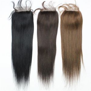 7a couleur 1b noir brésilien droite bébé cheveux top dentelle fermeture 3 partie 1b 4x4 péruvienne vierge top dentelle fermetures cheveux humains hair274Z