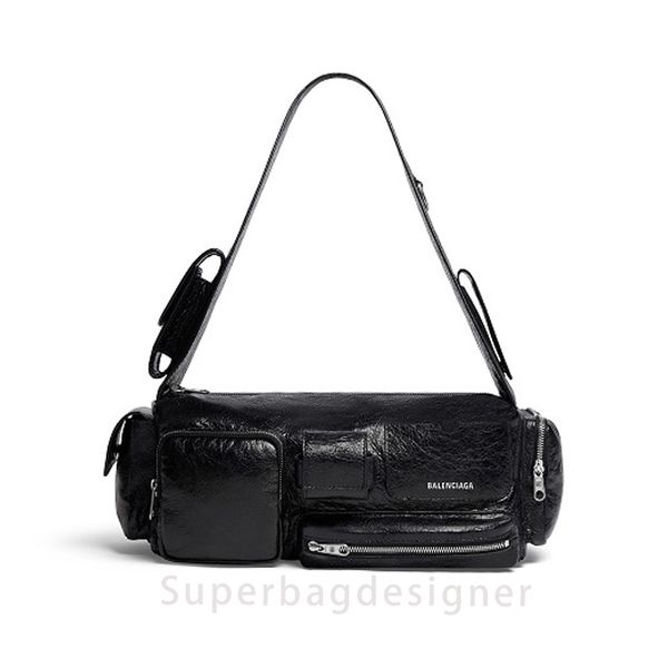 7A Designer Sac Fourre-tout Designer Sacs à main en peau de vache noire Qualité faite à la main Sacs à bandoulière Superbusy Sacs à main Vintage Faire de vieux accessoires en métal argenté