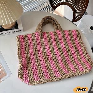 7A Designer Sac Triangle Paille Raphias Weave Sac de plage d'épaule Femmes Shopper Sac à main de luxe Week-end Voyage Sacs de sport tissés Sac fourre-tout au crochet