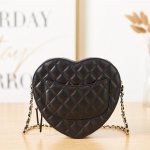 7A Designer Tassen Love Peach Heart Bag Mini Chain Bag As2784 Sheepskin One Shoulder Messenger Handtas Fashion Classic Square Lattice Luxe op maat gemaakt zoet en schattig