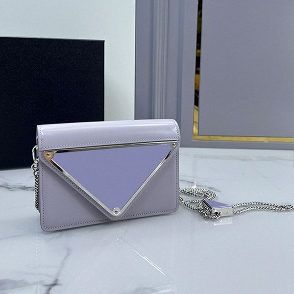 7A Mode Véritable Cuir Femmes Métal Triangle Signe Chaîne Épaule Bandoulière Sacs Lady Bourse Messenger Sac Designer Sacs À Main Portefeuilles Femme Aisselles q2z8 #