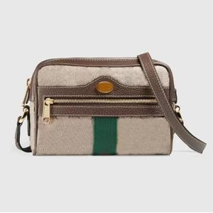 7A echt lederen designer tas schoudertas schoudertas crossbody luxe tassen handtas Ophidia voor dames kleine flap met web groene rode strip dubbele G