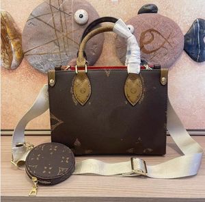 7A echt leer Onthego PM draagtas designer boodschappentas Luxe crossbody tas Mini 25cm Nieuwe 2023 crossbody tassen re-editie canvas handtas portemonnee Hoge kwaliteit