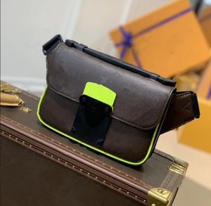 7A Sacs de taille en cuir véritable S Lock Sling Sac Bumbag Designer Fanny Pack Bandoulière Bandoulière Sac à main de luxe Hommes Femmes Macassar Square Sacs à main Couleur noire