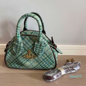 7a Hoogwaardige ontwerpers Empress Dowager Vintage Green Geroolde Bowling Bag Handtas Crossbody Tas Koreaanse versie Gepersonaliseerde Mode