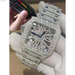 7A JKBJ Horloge Luxe Digner Custom Skeleton Sier Moissanite Diamond Watch Pass Tted Quartz Uurwerk Top Mens Frozen Sapphire