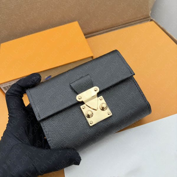 7a dames mode décontracté concepteur de luxe en cuir métis compact portefeuille S-Lock Courte courte porte-bains de crédit porte-clés portefeuille portefeuille avec boîte d'origine M80880