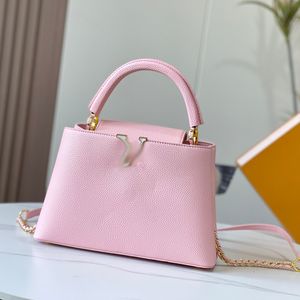 7A Capucines de luxe sacs à provisions sacs fourre-tout de créateur femmes sacs à main véritable mat givré en métal sculpté poignée supérieure rose