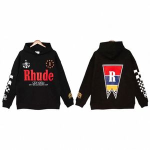 7a Heren Rhude Hoodie Letter Print Lange mouw Warm Y2k Hoodie Luxe Grafische Hoodies Trui Hip Hop Sweatshirts Amerikaanse maat H6qk #