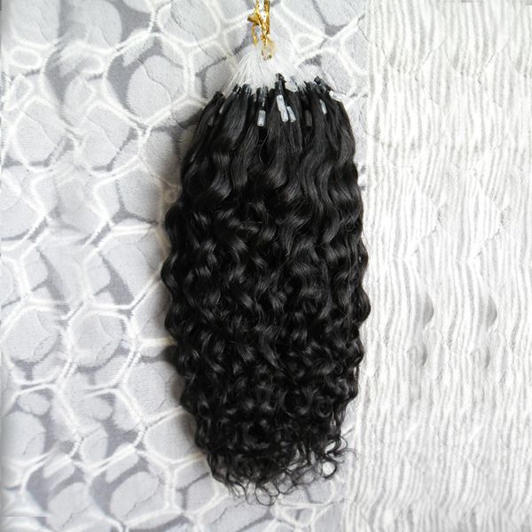 7A micro boucle cheveux humains extensions brésiliennes 100g vierge frisée cheveux chinois noir micro boucle extensions de cheveux profond frisés
