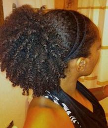 Gratis verzending 7A Monogolian Virgin Hair Afro Kinky Curly Ponytail Wrap Around Hair Extension Natural Black Hair Clip in Paarytail