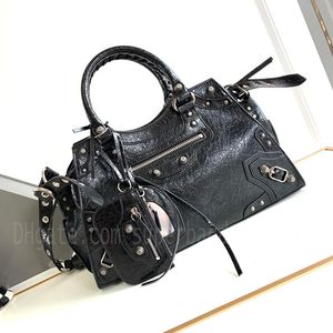 7A Neo Cagole Moto Sac à main sac fourre-tout pierre diamant épaule luxe Designers Véritable bandoulière en cuir sac à main Pochette Vintage Denim grande taille 33cm