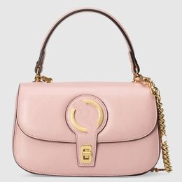 7A New Chains Bag 735101 Bolso cruzado para mujer de cuero genuino, bolso de diseñador para mujer, bolso con asa superior, hebilla giratoria entrelazada redonda, correa de cadena de Hardware extraíble