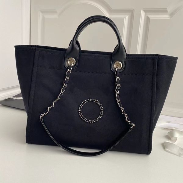 7A Nuevo Top Mujer Lona Compras Perla Bolso de mano Cubo Digner Beads Moda clásica Marca Retro Hombro Denim Gran capacidad Clásico CCRNCW