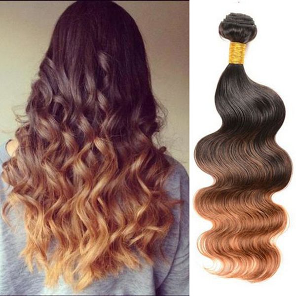 7A Péruvien Vierge Cheveux Corps Vague Ombre Extensions de Cheveux 1b/4/30 trois tons 100 Non Transformés Remy Cheveux Humains tisse Produits Capillaires Tissage De Cheveux