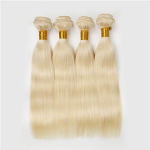 7A Cheveux raides blond platine Cheveux vierges péruviens 4 faisceaux de longueur mixte 10-30 pouces trame de cheveux humains remy non transformés Livraison rapide par DHL