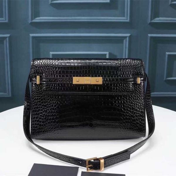 7A Calidad ajustable Lady Lujosa piel de becerro Hardware Mujeres Cross Body Designer Bolsas Correa para el hombro Messenger Manhattan Bag Tote Crocodile Clutch Monedero