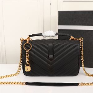 7A Quality Designer College Bolso de hombro con solapa en V de cuero acolchado grande piel de cabra bolso de cadena para dama billetera diseñadores tarjetero bolso colgante para mujer croddbody monedero negro