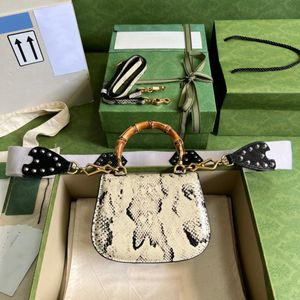 7A Kwaliteit Designer draagtassen Bamboe schoudertas Kleine/mini Python Totes Crossbody tas met 2 riemen Samen verzonden Originele doos en stofzak Dame handtas Dames