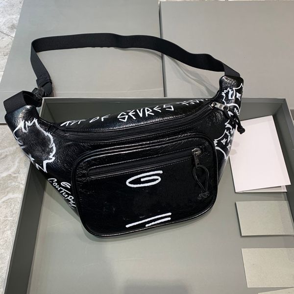 7A qualité sacs de taille Bumbag sacs à main sac à main hommes femmes cuir Sport Runner Fanny Pack ventre graffiti taille Bum sac Fitness course réglable ceinture Jogging