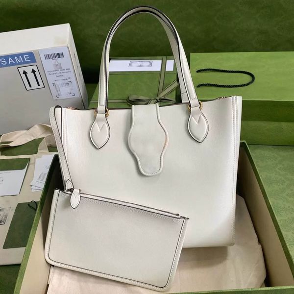 Bolso tote mediano para mujer de calidad 7A con bolsos de cuero blanco para mujer con herrajes en tonos dorados antiguos Forro de microfibra con acabado similar al ante