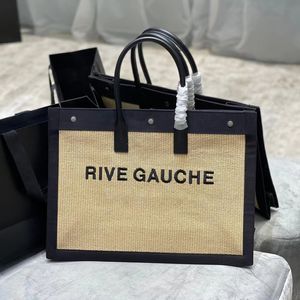 7A Qualité Rive Gauche Designers Femmes Messenger Sac à main Sacs fourre-tout Hommes Épaule Weave Lin Voyage Sacs à provisions Luxurys Toile d'été Bandoulière Pochette Sac de plage