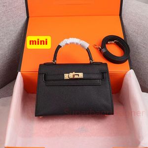 7A Real Calidad superior Clásico Epsom Bolsos Bolso de mano Bolso de mujer clásico hecho a mano Diseñador de lujo Moda Mensajero Cuero genuino Mujer mini 19 cm