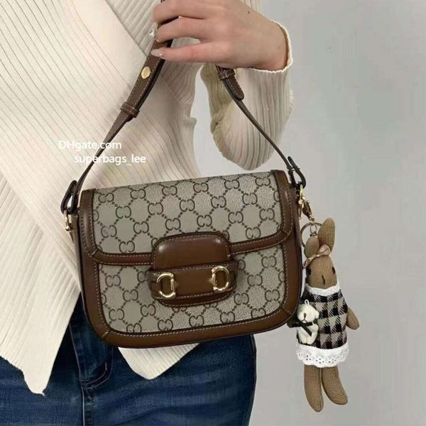 7A Bolsa de sillín Hombres Mujeres Bolso de hombro Diseñador Horsebit Bag Classic G Jacquard Bolsos cruzados 1955 Horse Hook Buckle Bolsos de moda de cuero real