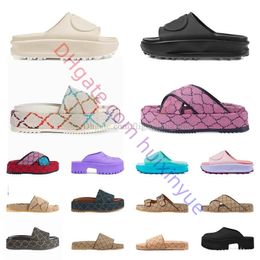 7A Pantofole con diapositive Tela ricamata alla moda da donna Pantofole slip-on firmate Sandali con plateau ricoperti in tela Scarpe estive da festa in spiaggia all'aperto