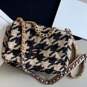 7a top designer Luxury Womens Sac automne et hiver une épaule crossbody 19 packs Houndstooth Classic Brand Fashion Casual Tweed Pillow Chain Chain