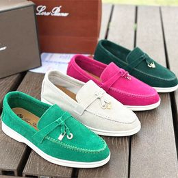 7a Top Quality Womens Outdoor Voby Shoes Man Fashion Designer Tasman Loafers Loro Summer Walk Piano talon Flat Shoe Casual Shoe Luxury Moccasin Slip on Suede Gift Sneakers