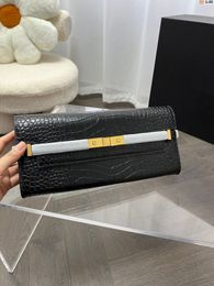 7a Top Laag Kwaliteit Lange portemonnee Luxe Designers Manhattan Bag Envelop Skin Alligator Skin Turnus Dames echte leer gewatteerde klep kaarthouders Key Wallets Box