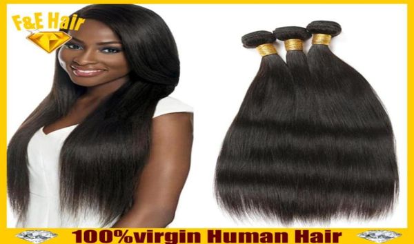 7A Cheveux Humains Vierges Pour 1030 pouces Cheveux Brésiliens Malaisiens Péruviens Indiens Extensions de Cheveux Raides 3pcs 100 Cheveux Humains Vierges3382855258