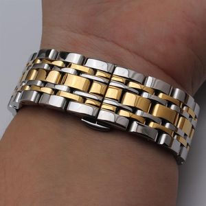 7 kralen Horlogebanden Roestvrij stalen horlogebandjes zilver en goud gemengde kleur rechte uiteinden horlogebanden 14mm 16mm 18mm 20mm 22mm 23123