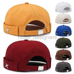 7brn beanie / Capes crânes Brimless Skull Caps Skull Vintage Dome Hat Hip Hop Haps Boneie Men Docker Sailor Cap Autume No Visor Baseball Cap Cotton Snapback Hat D240429