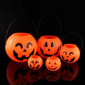 Cubo de calabaza para fiesta de Halloween, 7cm/11cm/17cm, cubo para dulces, soporte para bolsa de truco o trato, suministros de decoración