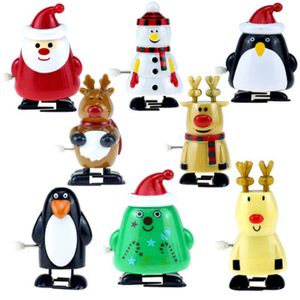 7 cm/3inches kerstwind-up speelgoed Walking Santa Claus Moose Penguins Cute Plastic Toys Baby Kids Action Figures