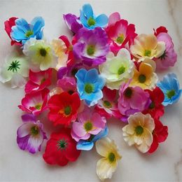 7 cm disponibles Cabezas de flores de amapola de seda artificial para bricolaje accesorio de guirnalda decorativa sombreros de fiesta de boda 500 unids / lote G620243p