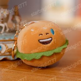 7cm mignon dessin animé en peluche Hamburger pendentif jouet en peluche pain porte-clés décor poupée enfants jouets cadeau d'anniversaire