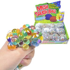 6.0 CM Tamaño Squishy Ball Fidget Toy Colorful Water Beads Mesh Squish Grape Ball Anti Stress Squeeze Balls Stress Relief Descompresión Juguetes Ansiedad Reliever